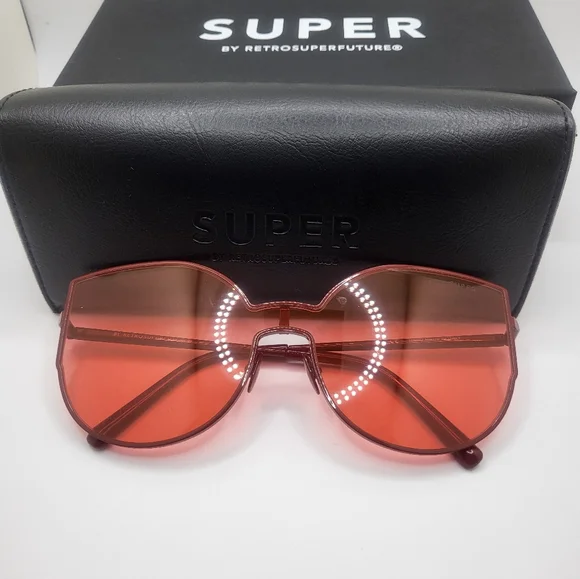New RetroSuperFuture Red Tint Lens/Frame Women Butterfly Cateye Sunglasses Italy - Picture 7 of 7